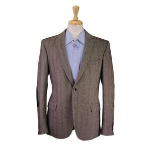 Drykorn Brown Herringbone Wool Fleece 2-Btn Blazer Jacket 40R